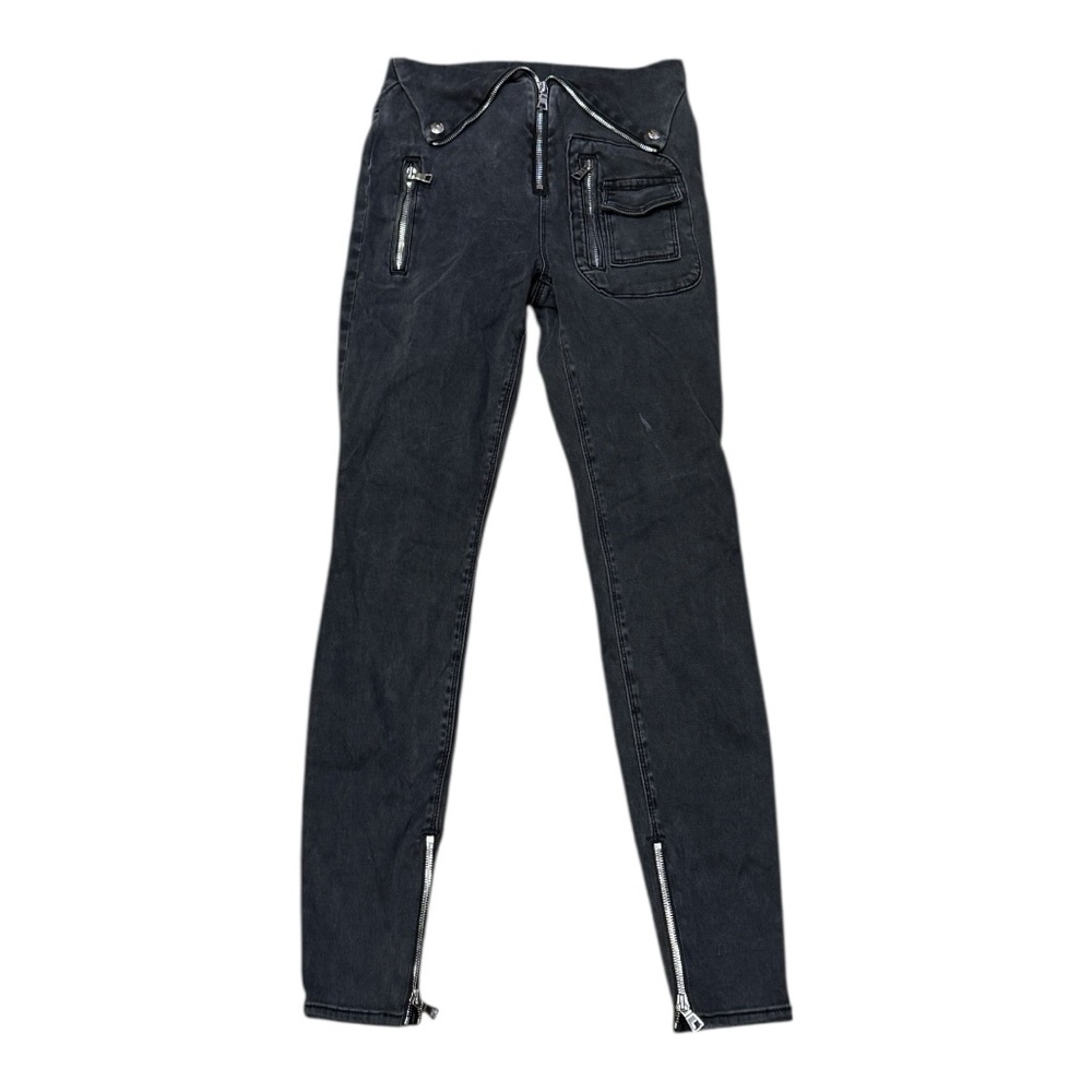 RtA Diavolina Moto Biker Jeans Skinny Washed Gray Women’s Sz 24